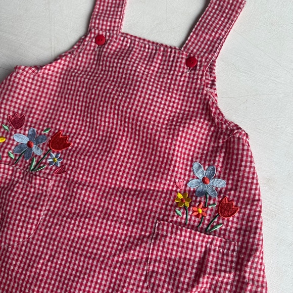 Vintage Tiny Tots Red Gingham Plaid Pinafore Overall Dress - Picture 2 of 4